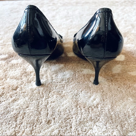 Miu Miu Black Patent Leather Pointy Toe Heels Size 37 1/2 - Picture 5 of 14